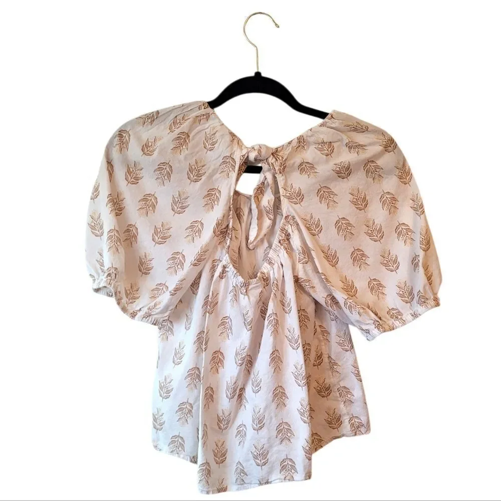 Old Navy Women's White Floral Puff Sleeve Blouse Size M
